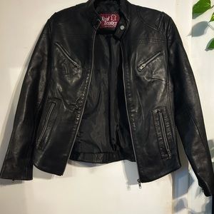 “Real Leather” black leather jacket